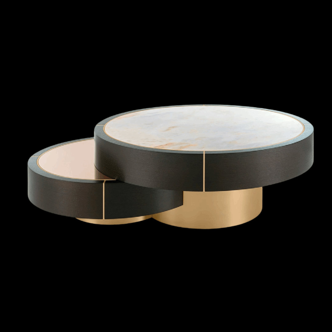 Luxury Dual Round Coffee Table with Marble Top - Provance Decoration