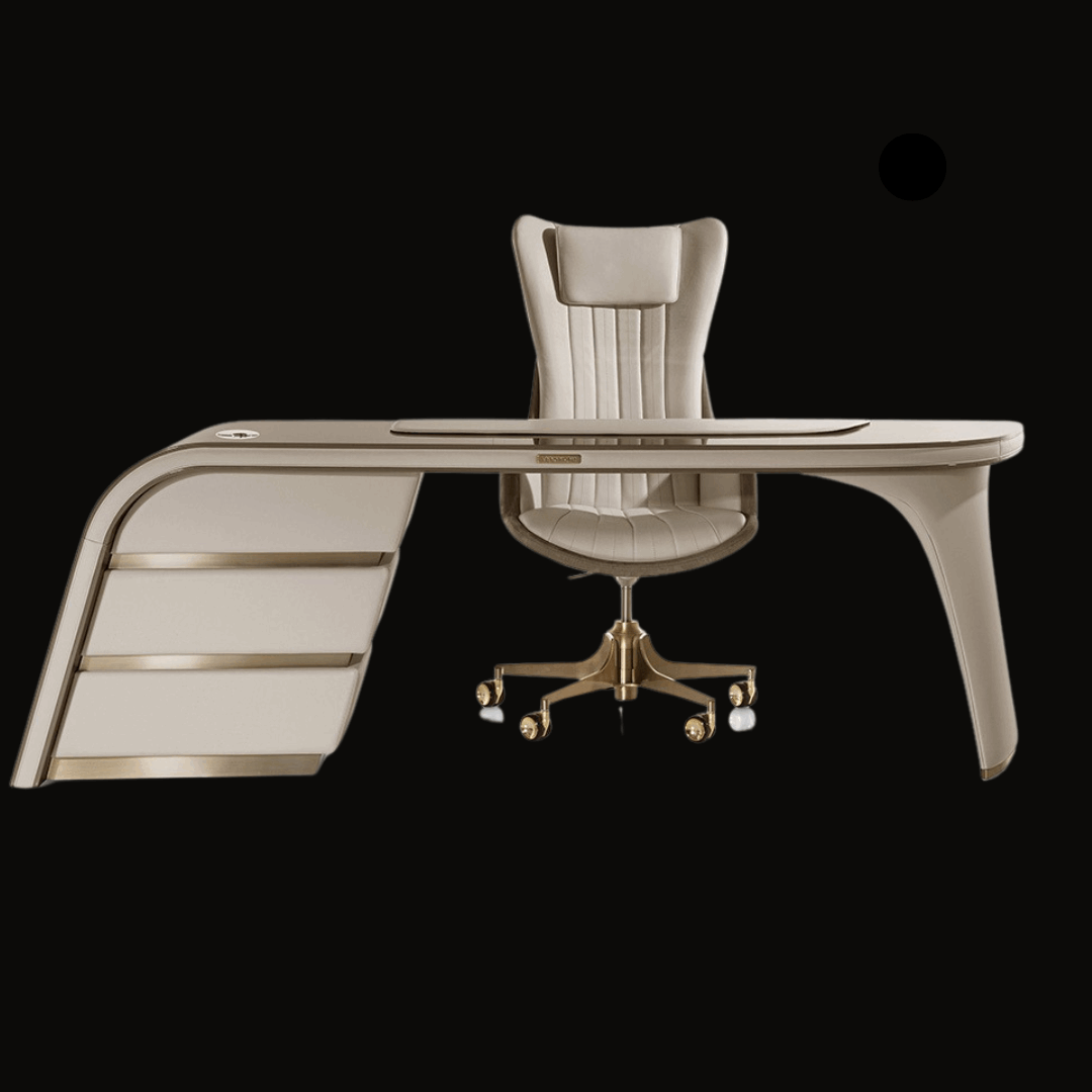 Luxury Executive Desk and Chair Set – Modern Design with Gold Accents - Provance Decoration