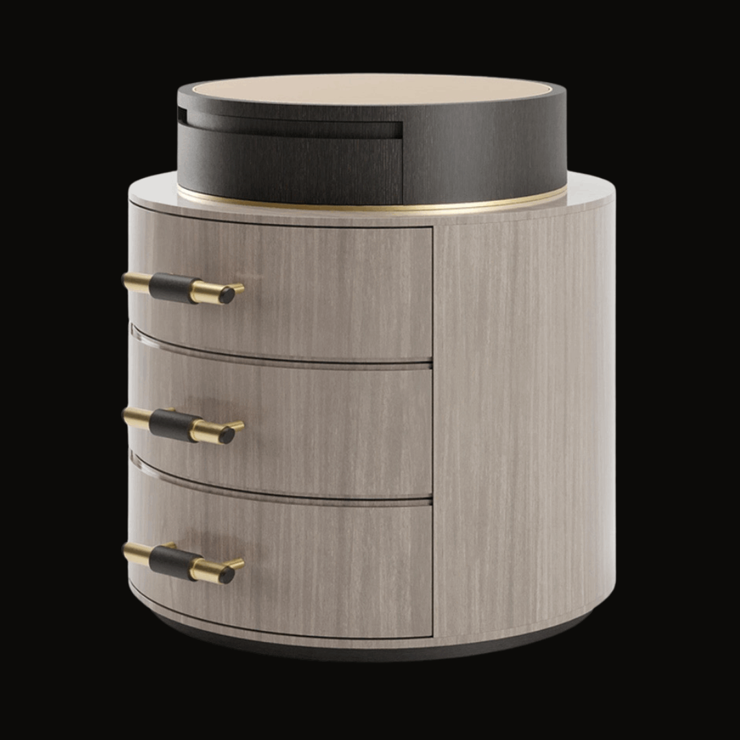 Luxury Round Night Table with Drawers - Elegant Bedside Storage - Provance Decoration