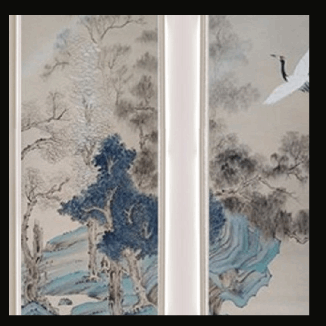 Artistic Wall Cladding with Hand-Painted Landscape and LED Inlay – WC-015 - Provance Decoration