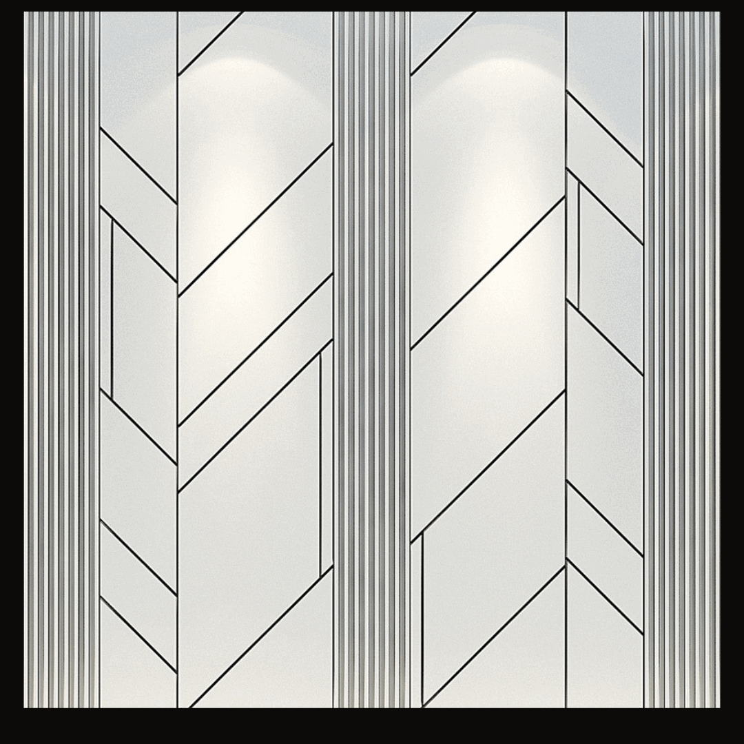 Chevron Wood Wall Cladding with Metallic Accents – WC-017 - Provance Decoration