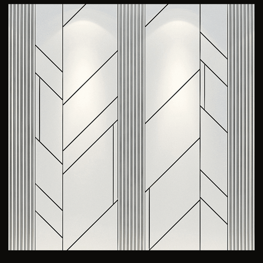 Chevron Wood Wall Cladding with Metallic Accents – WC-017 - Provance Decoration