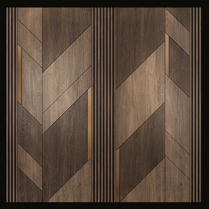 Chevron Wood Wall Cladding with Metallic Accents – WC-017 - Provance Decoration