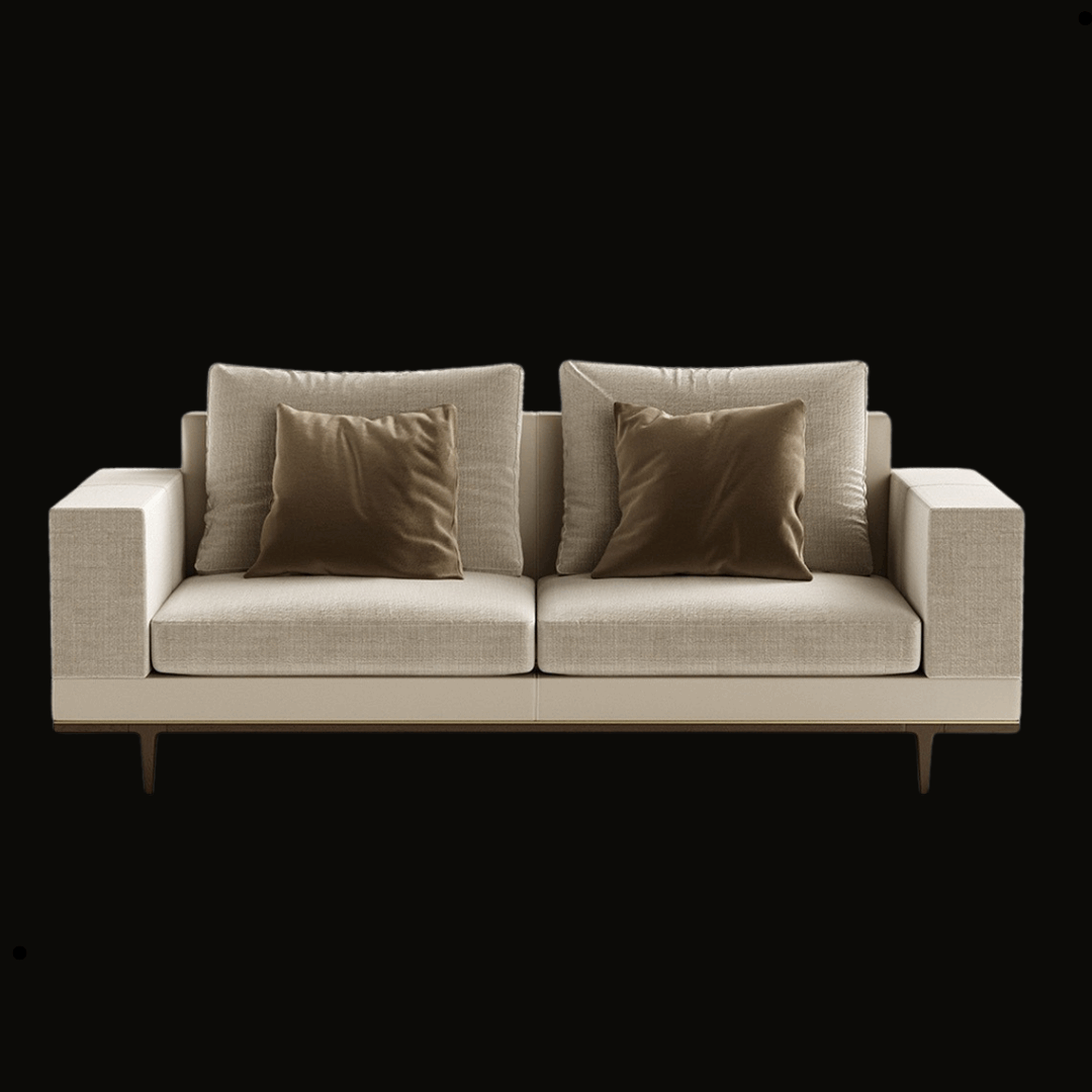 Contemporary Beige Sofa with Brown Velvet Accent Cushions - Provance Decoration