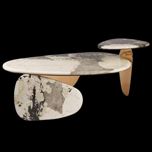 Contemporary Marble Coffee Table with Luxe Gold Accents | Provance - Provance Decoration