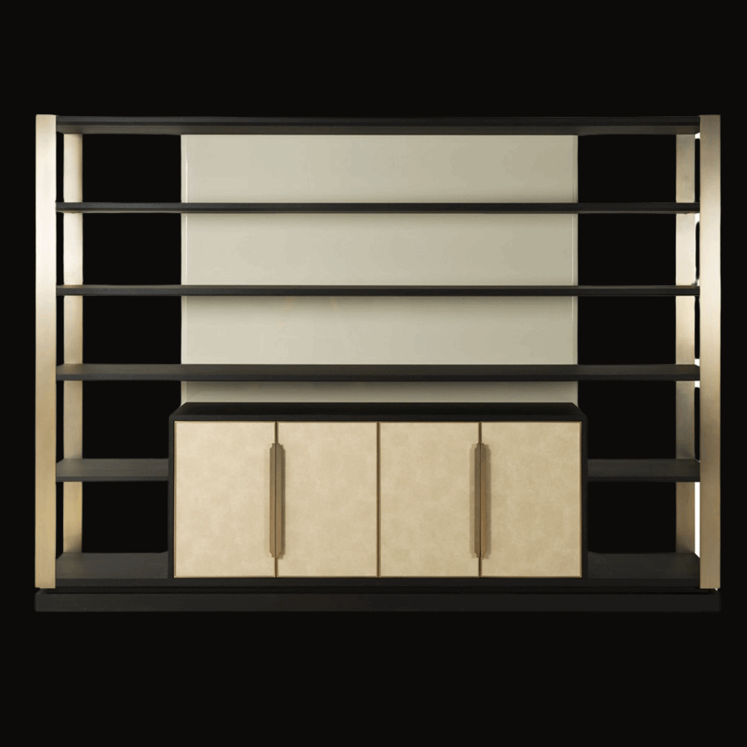 Contemporary Mirror-Back Shelving Unit – SU-051 - Provance Decoration