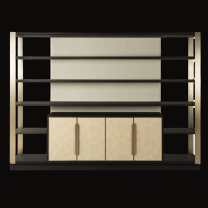 Contemporary Mirror-Back Shelving Unit – SU-051 - Provance Decoration