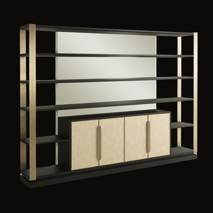 Contemporary Mirror-Back Shelving Unit – SU-051 - Provance Decoration