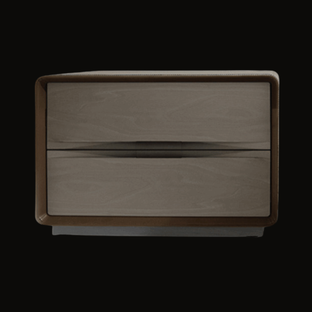 Contemporary Two-Drawer Night Table with Sleek Wood Finish - Handcrafted Bedside Table - Provance Decoration