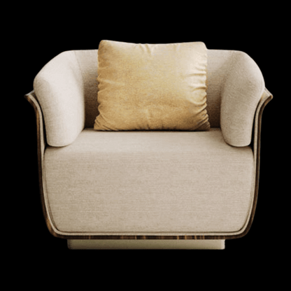 Luxurious Beige Fabric Armchair with Curved Arms | Provance - Provance Decoration