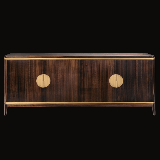 Luxury Dark Wood Buffet Cabinet – Sophisticated Storage with Gold Accents - Provance Decoration
