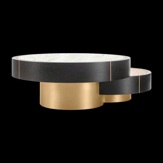 Luxury Dual Round Coffee Table with Marble Top - Provance Decoration