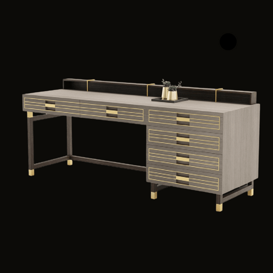 Luxury Modern Office Desk with Gold Inlay Detailing and Storage - Provance Decoration