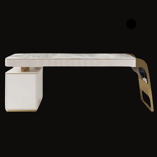 Luxury Modern Office Desk with Marble Top and Gold Accents - Provance Decoration