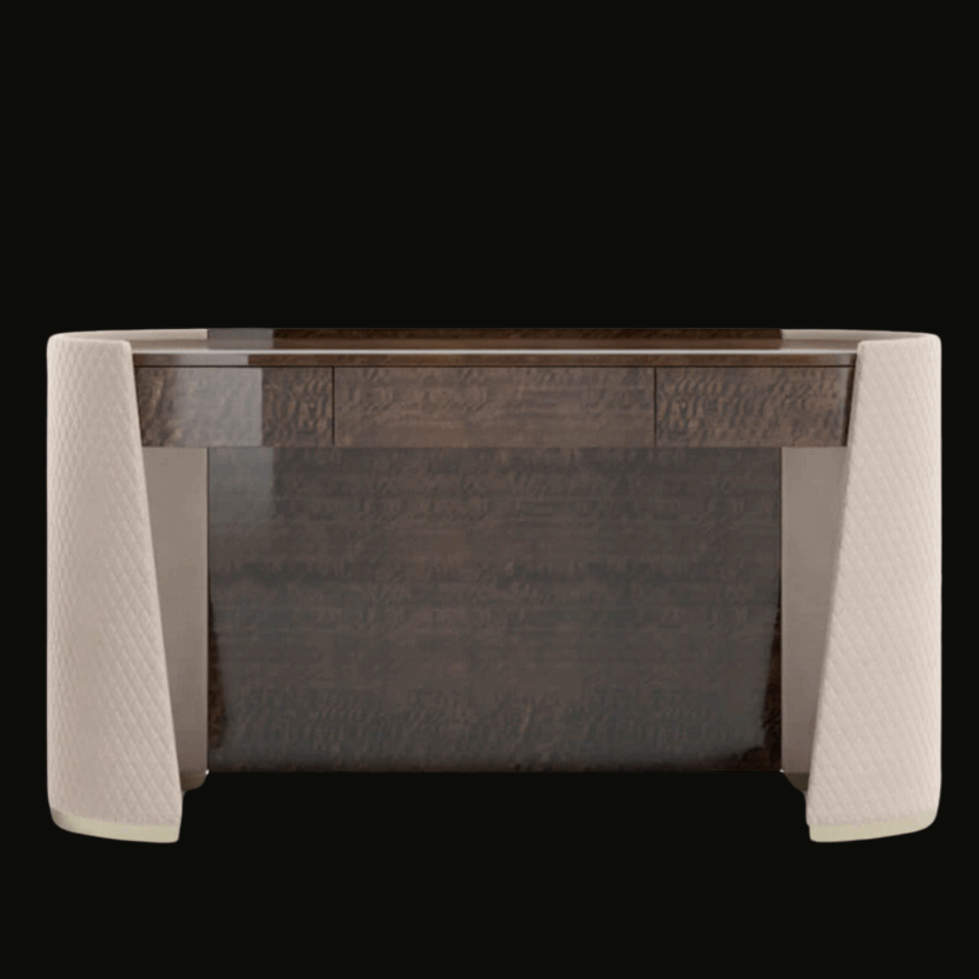 Luxury Modern Office Desk with Quilted Upholstery and Wood Finish - Provance Decoration