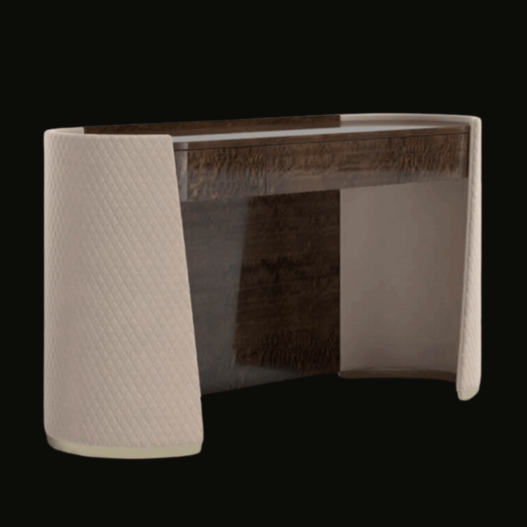 Luxury Modern Office Desk with Quilted Upholstery and Wood Finish - Provance Decoration