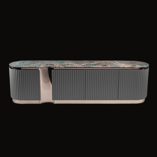 Luxury Modern Sideboard with Ribbed Panels and Marble Top - Provance Decoration