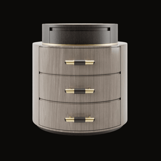 Luxury Round Night Table with Drawers - Elegant Bedside Storage - Provance Decoration
