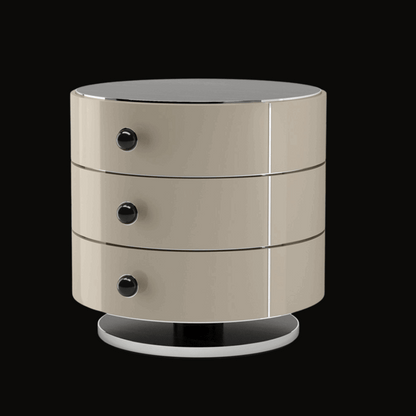 Luxury Round Night Table with Gold Accents - Handcrafted Bedside Storage - Provance Decoration