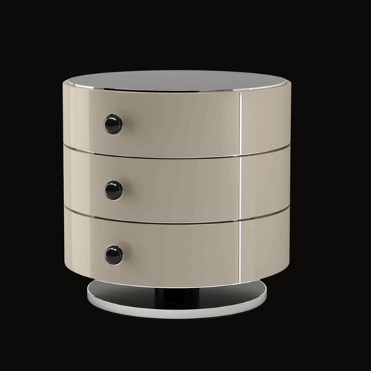 Luxury Round Night Table with Gold Accents - Handcrafted Bedside Storage - Provance Decoration