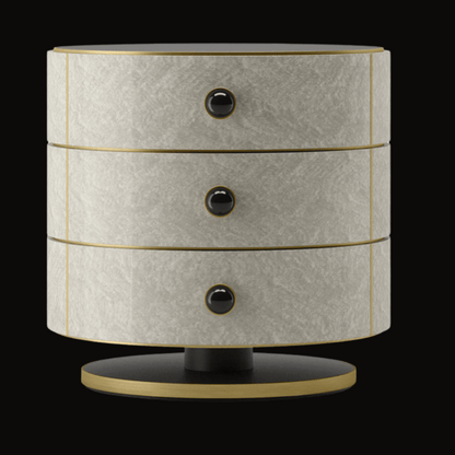 Luxury Round Night Table with Gold Accents - Handcrafted Bedside Storage - Provance Decoration