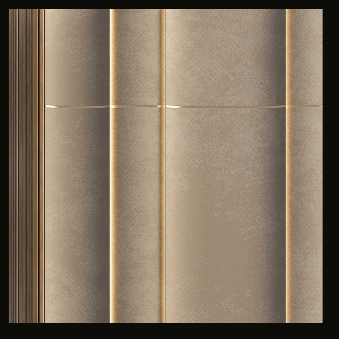 Luxury Upholstered Wall Cladding with Gold Accents – WC-013 - Provance Decoration