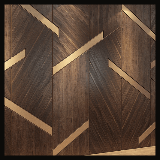 Luxury Wood Wall Cladding with Gold Inlay Detailing – WC-019 - Provance Decoration