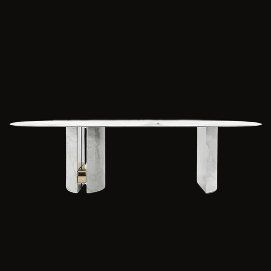 Marble Dining Table with Stainless Steel Accents - Provance Decoration