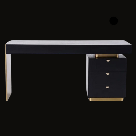 Modern Black Executive Desk with Gold Accents and Storage - Provance Decoration