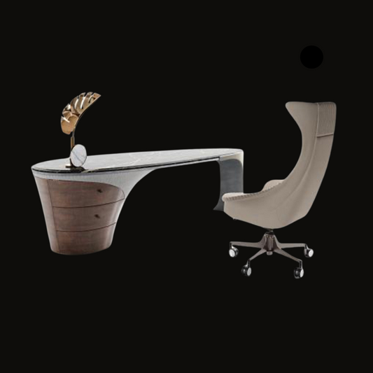 Modern Executive Office Desk with Marble and Wood Finish - Provance Decoration