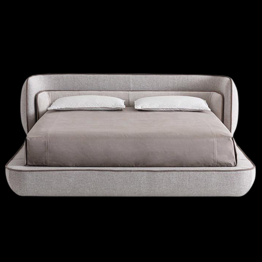 Modern Gray Curved Upholstered Bed with Plush Headboard | Contemporary Bedroom Furniture - Provance Decoration