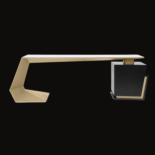 Modern Luxury Office Desk – White Surface with Gold and Black Accents - Provance Decoration