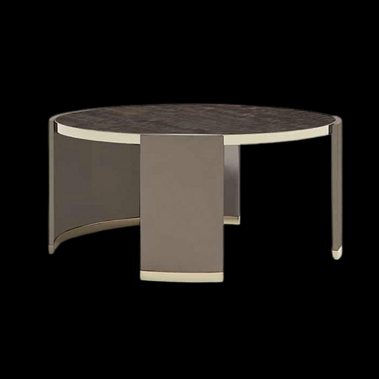 Modern Round Coffee Table with Sleek Metal Accents - Provance Decoration