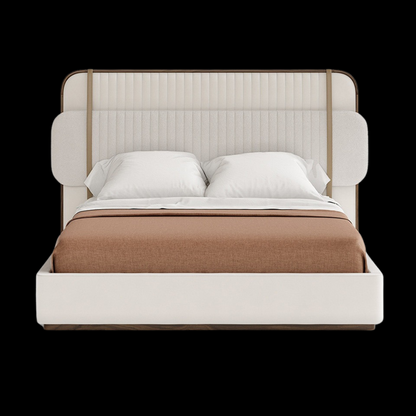 Modern Upholstered Bed with Headboard and Leather Straps | Luxury Bedroom Furniture - Provance Decoration