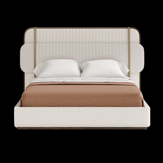 Modern Upholstered Bed with Headboard and Leather Straps | Luxury Bedroom Furniture - Provance Decoration