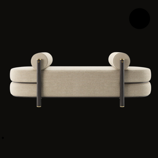 Modern Upholstered Bench with Cylindrical Armrests - Contemporary Designer Seating - Provance Decoration
