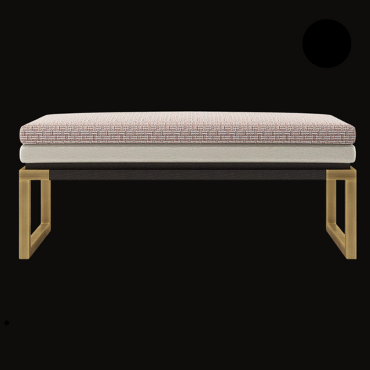 Modern Upholstered Bench with Geometric Metal Legs - Designer Bench for Living Rooms - Provance Decoration