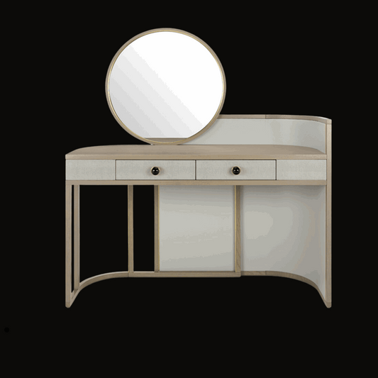 Modern Vanity Table with Circular Mirror and Minimalist Design - Handcrafted Luxury Dressing Table - Provance Decoration