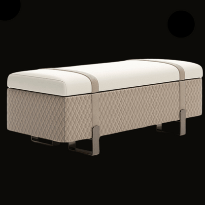 Quilted Upholstered Bench with Leather Accents - Luxury Seating for Modern Interiors - Provance Decoration