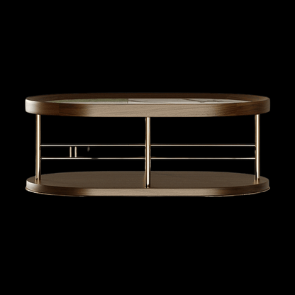 Oval Marble Top Coffee Table with Wooden Base | Provance - Provance Decoration