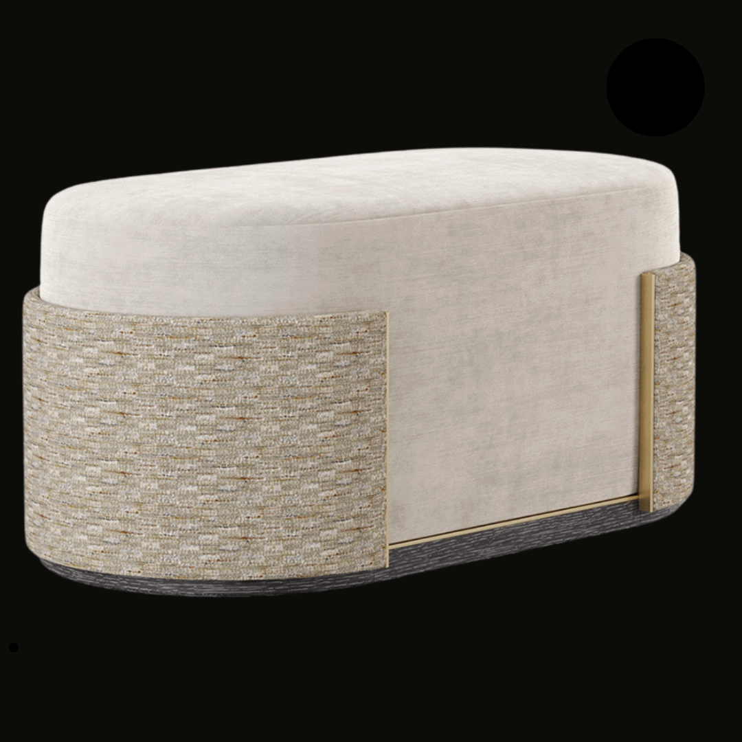 Round Upholstered Bench with Textured Accents - Luxury Seating for Contemporary Spaces - Provance Decoration