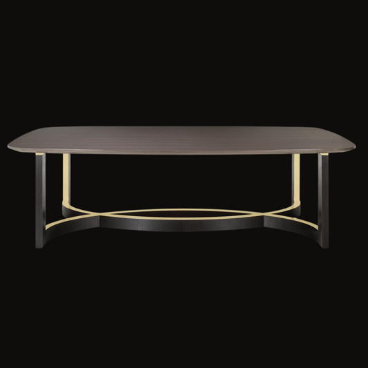 Wood Veneer Dining Table with Stainless Steel and Wooden Top - Provance Decoration